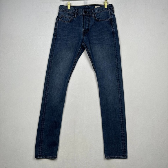 All Saints Denim - ALLSAINTS Women's Size 28 Button Fly Groats Pistol Blue Denim Skinny Jeans‎